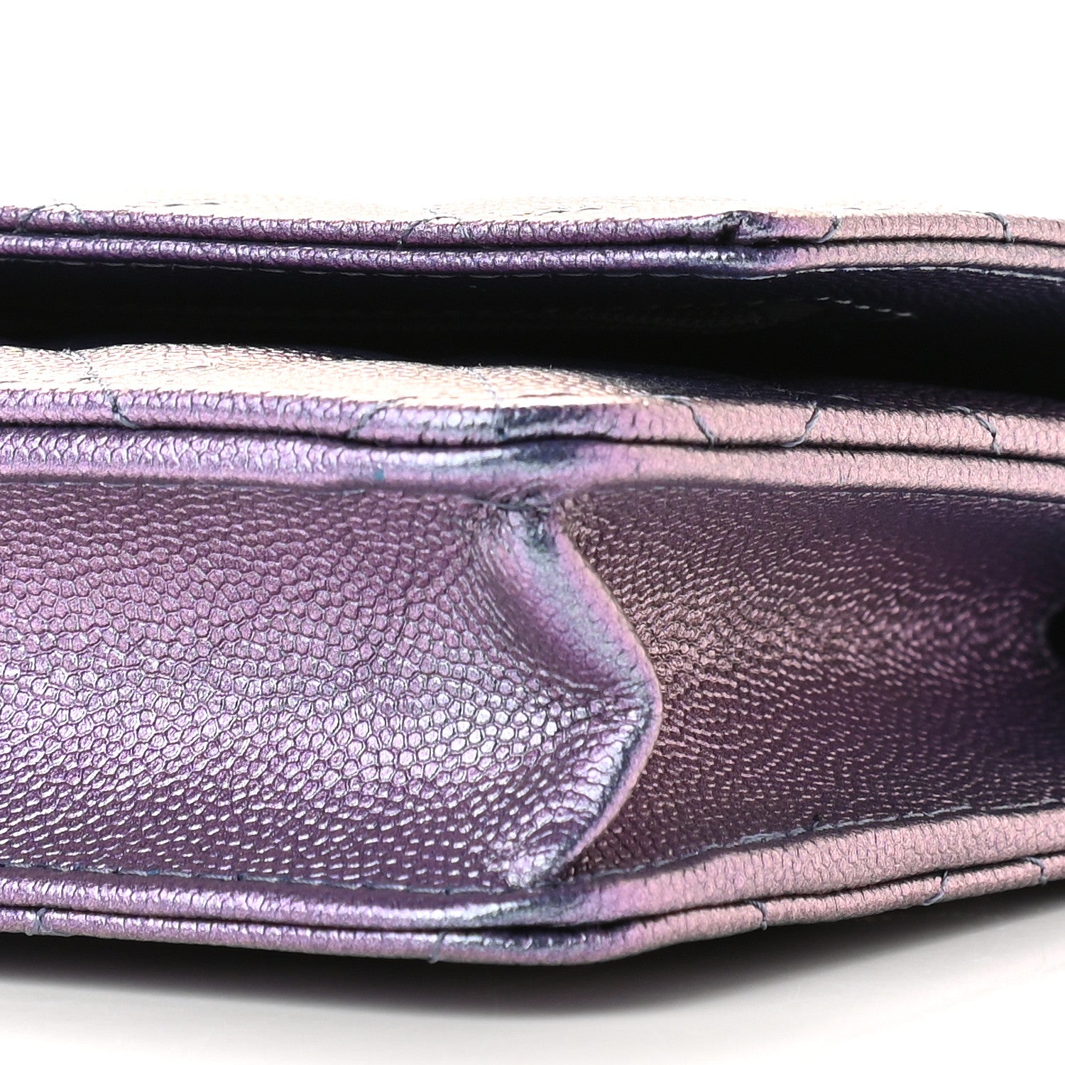 Chanel Iridescent Caviar Quilted Wallet On Chain WOC Dark Blue 9 of 9