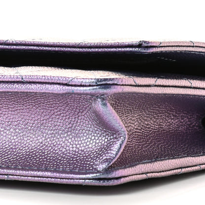 Chanel Iridescent Caviar Quilted Wallet On Chain WOC Dark Blue 9 of 9