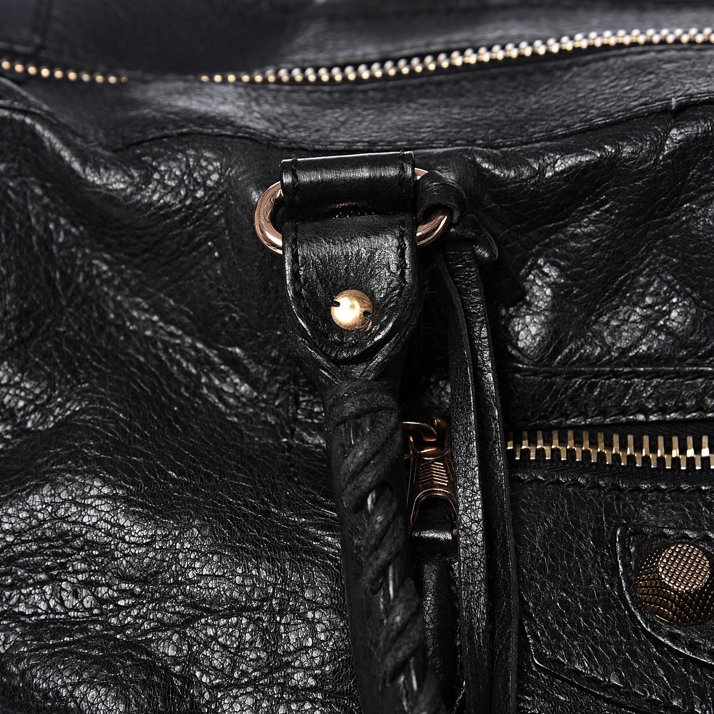 Agneau Giant 12 Rose Gold Hardware Weekender Black