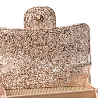 Chanel Metallic Lambskin Quilted Flap Card Holder Wallet Gold 6 of 7
