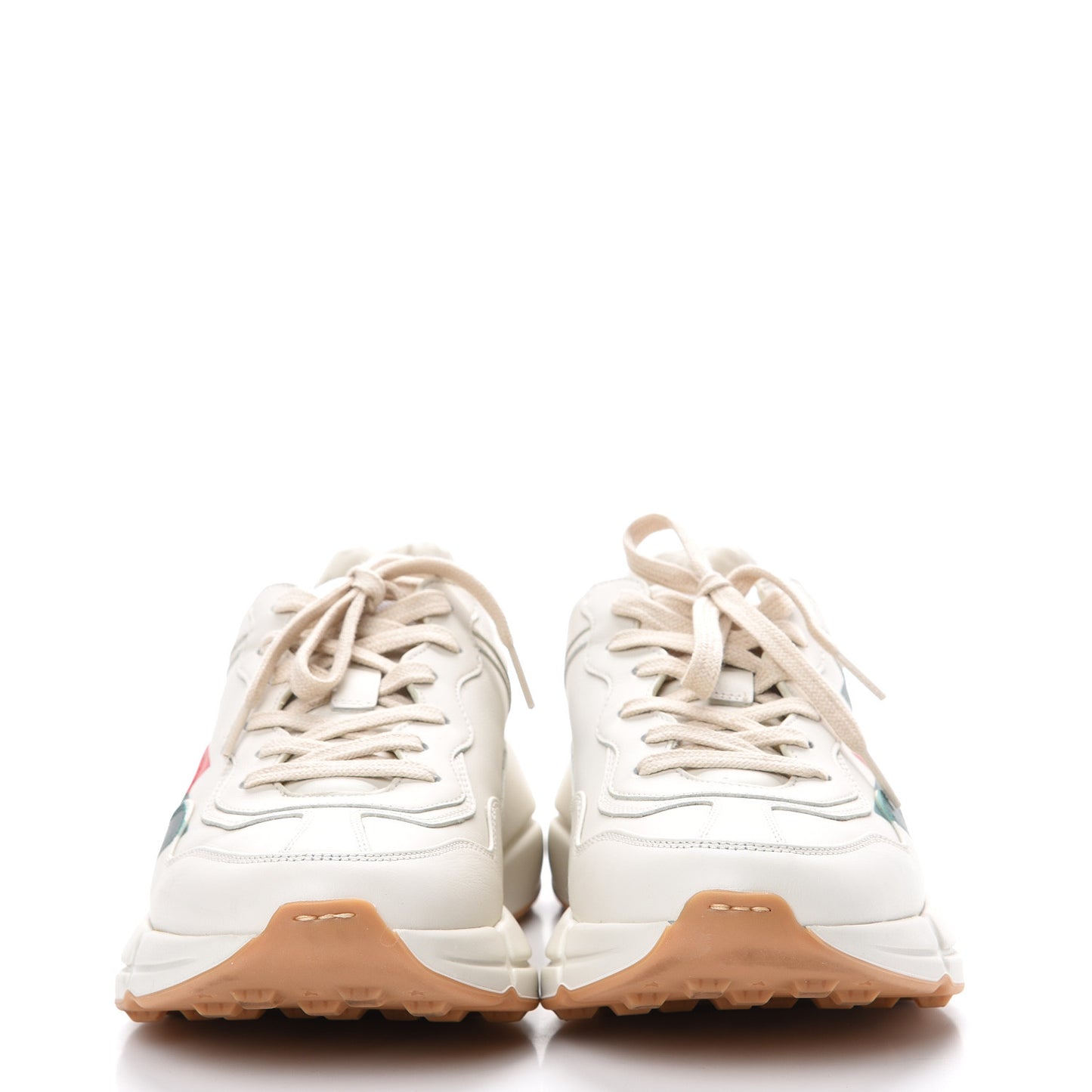Calfskin Web Printed Mens Rhyton Sneakers 7.5 Mystic White