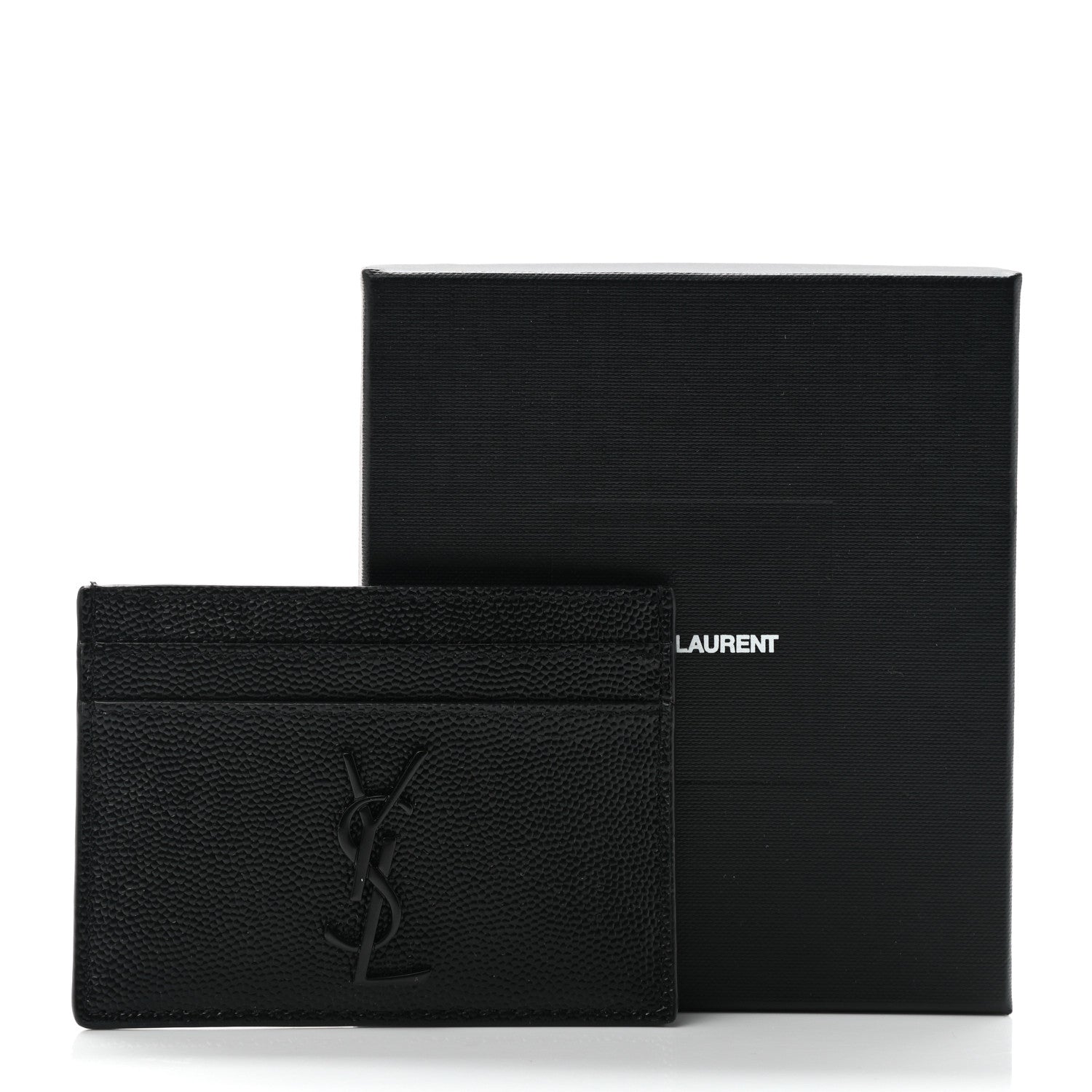 Saint Laurent Grain De Poudre Monogram Credit Card Case Black 8 of 8