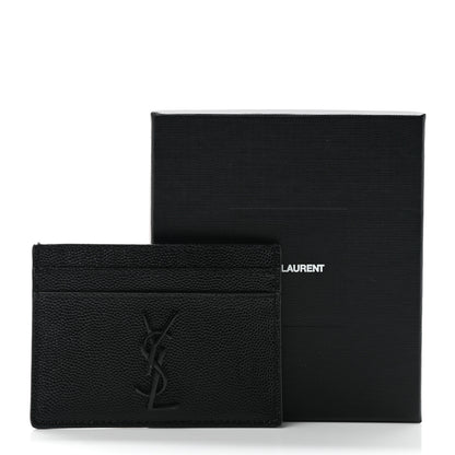 Saint Laurent Grain De Poudre Monogram Credit Card Case Black 8 of 8