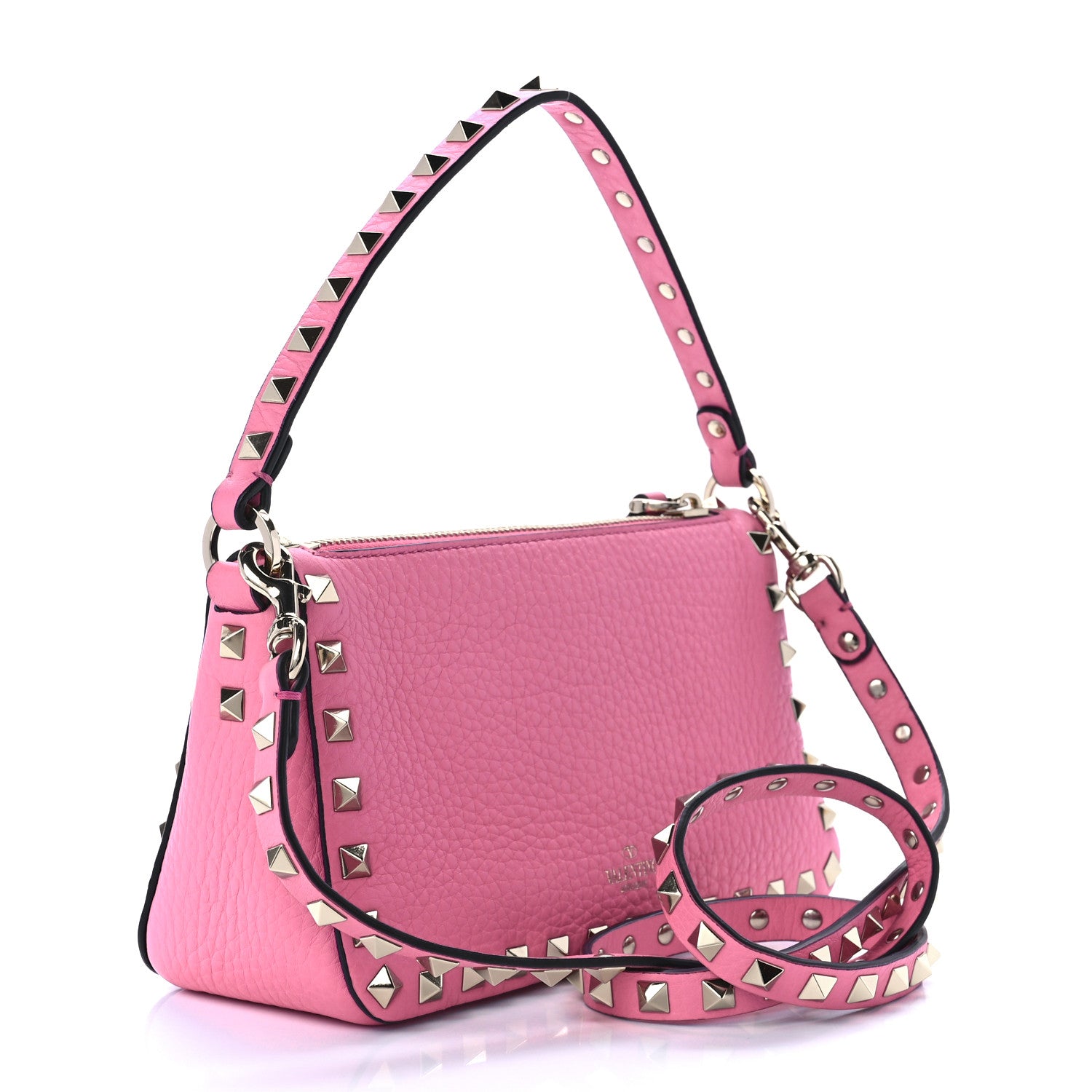 Valentino Garavani Pebbled Calfskin Small Rockstud Flip Lock Shoulder Bag Dawn Pink 3 of 11