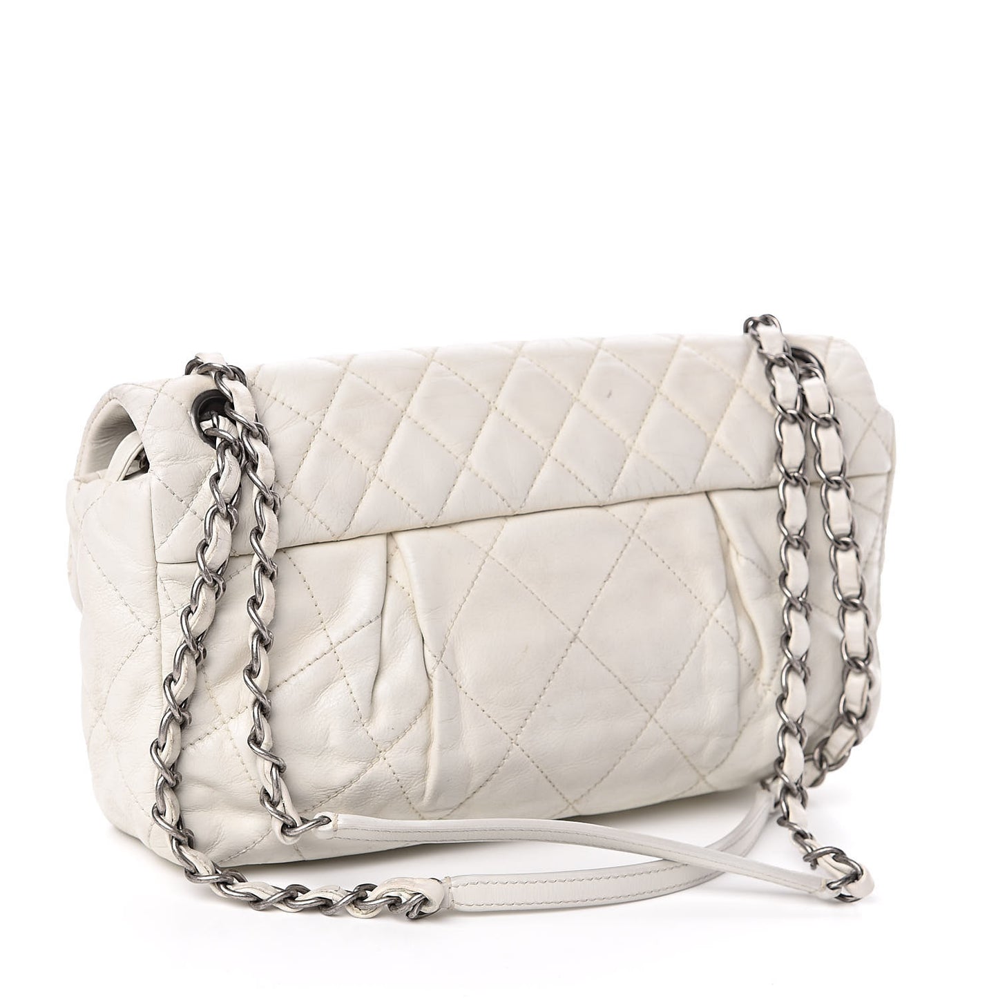 Calfskin Quilted East West Flap White