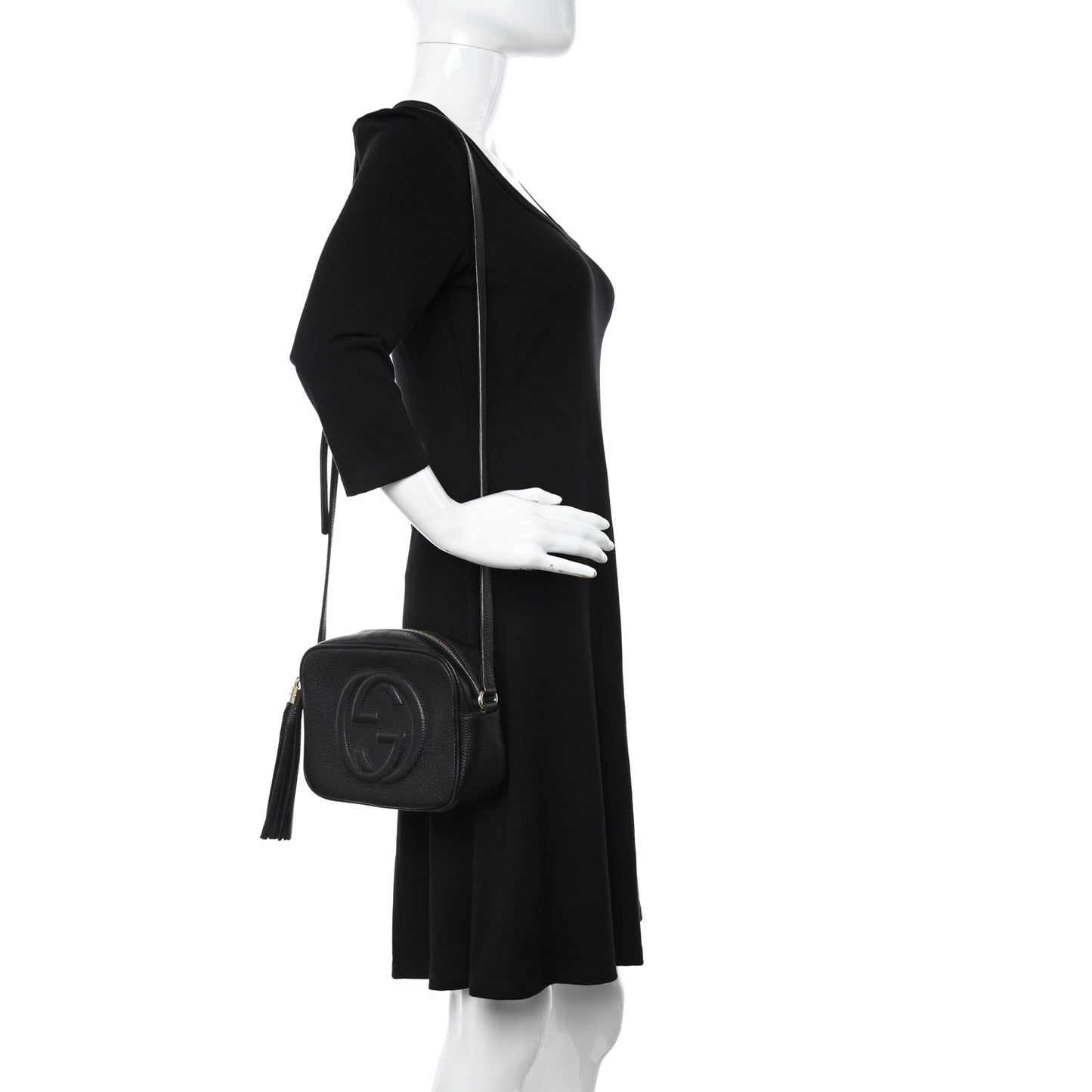 Pebbled Calfskin Small Soho Disco Bag Black