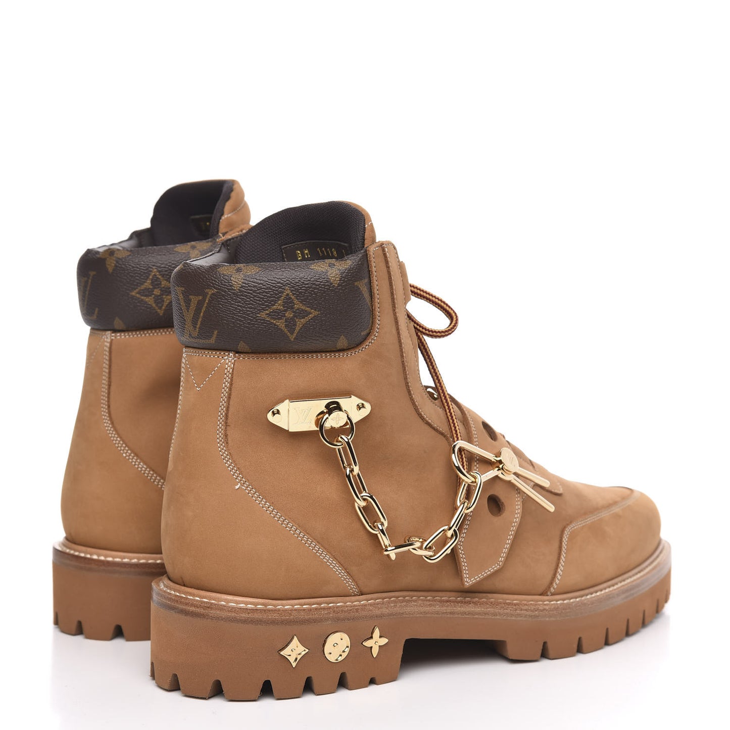 Suede Calfskin Monogram Mens Creeper Ankle Boots 9 Beige