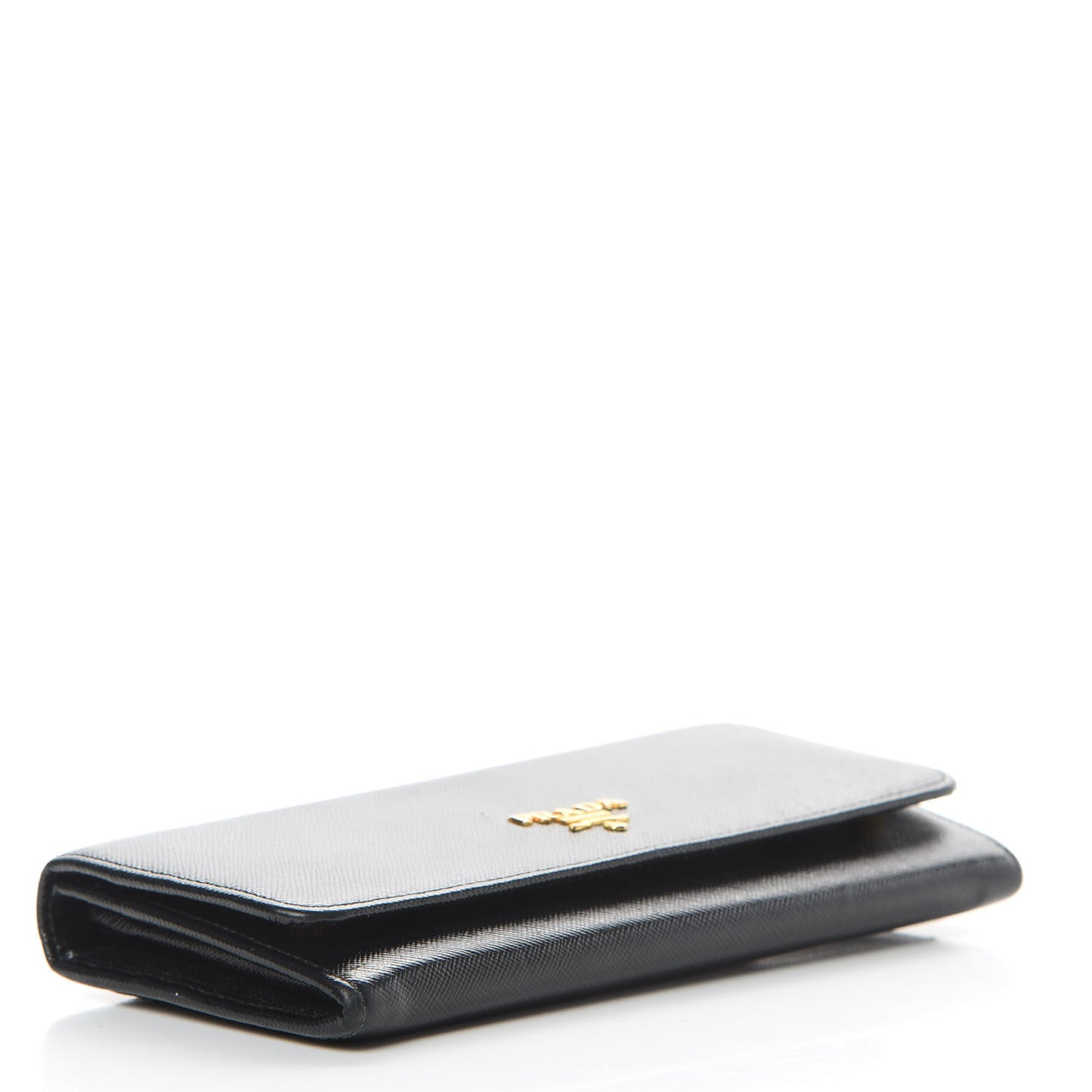 Saffiano Metal Continental Flap Wallet Black