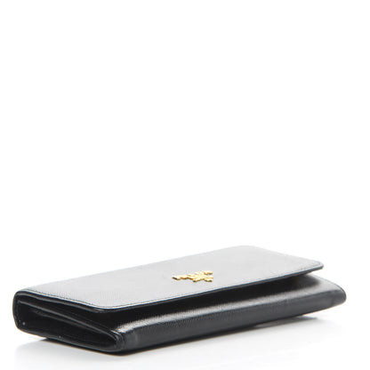 Prada Saffiano Metal Continental Flap Wallet Black 4 of 8