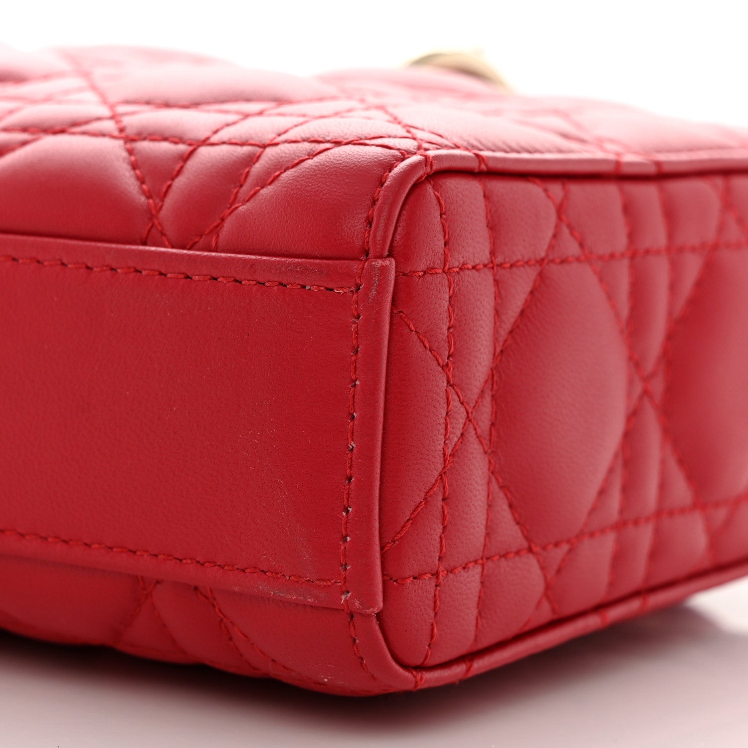 Christian Dior Lambskin Cannage Medium Lady D-Joy Red 10 of 11