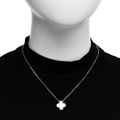 Van Cleef & Arpels 18K White Gold Mother of Pearl Vintage Alhambra Pendant Necklace 2 of 5