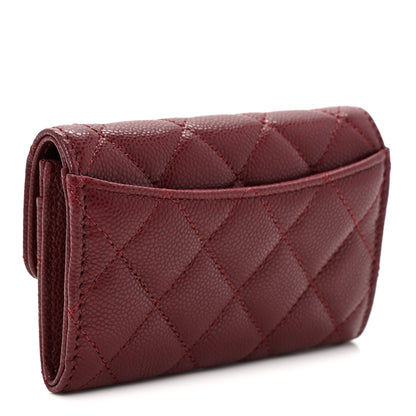 Chanel Caviar Quilted Flap Card Holder Wallet Burgundy 3 of 9