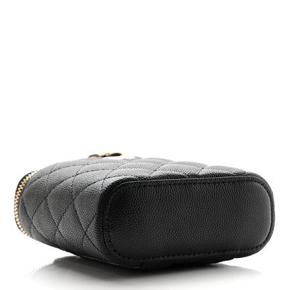 Chanel Caviar Quilted Small Vertical Coco Beauty Vanity Case With Chain Black 4 of 10