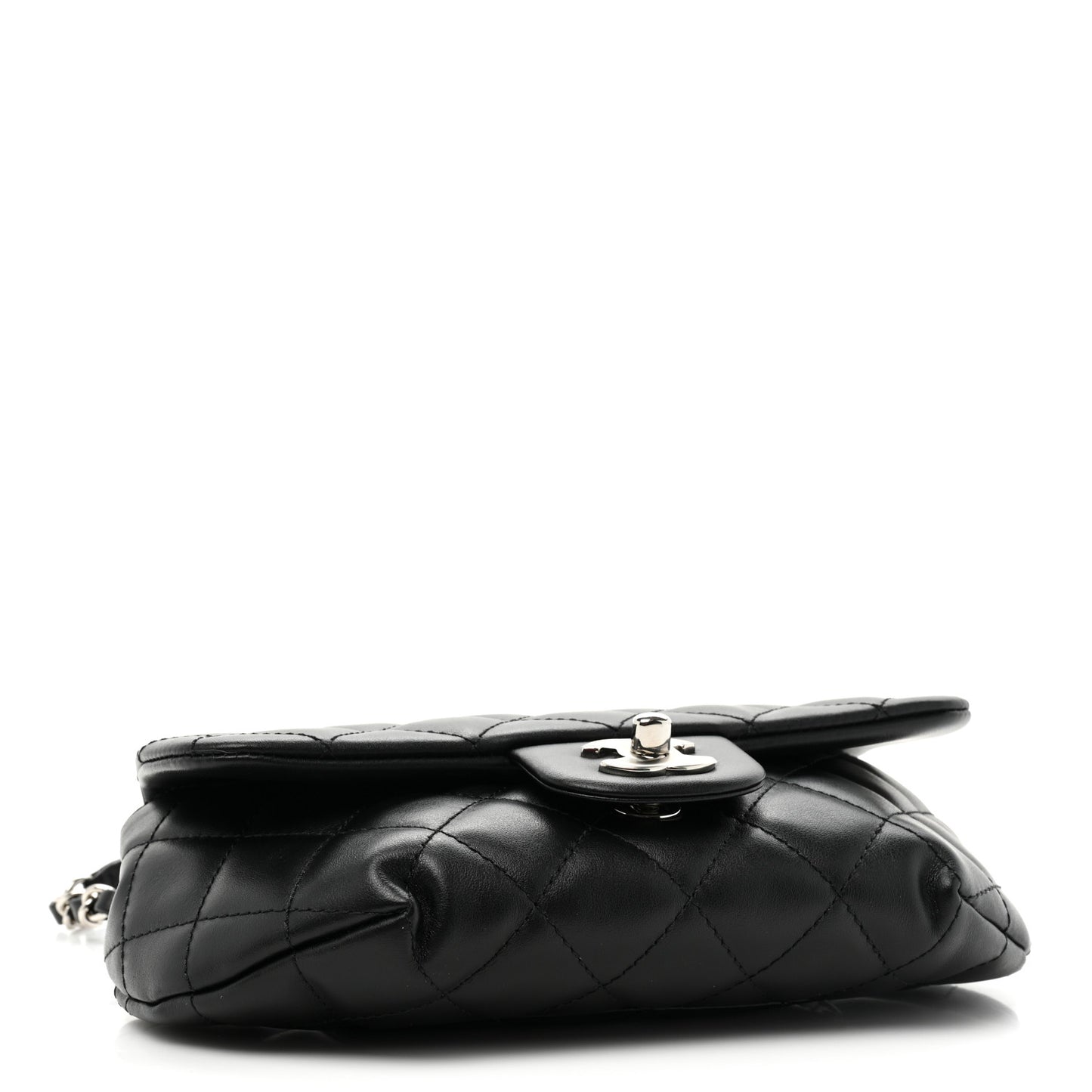 Calfskin Quilted CC Uniform Flap Belt Bag Black