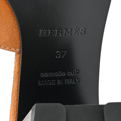 Hermes Suede Goatskin Elbe 60 Sandals 37 Naturel 7 of 9