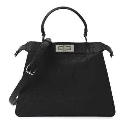 Fendi Cuoio Romano Selleria Chamois Medium Peekaboo I SEE U Satchel Black Camel Sunflower 1 of 10