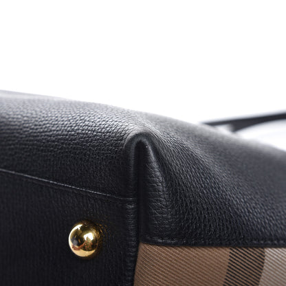 Burberry Derby Calfskin House Check Medium Welburn Tote Black 11 of 15
