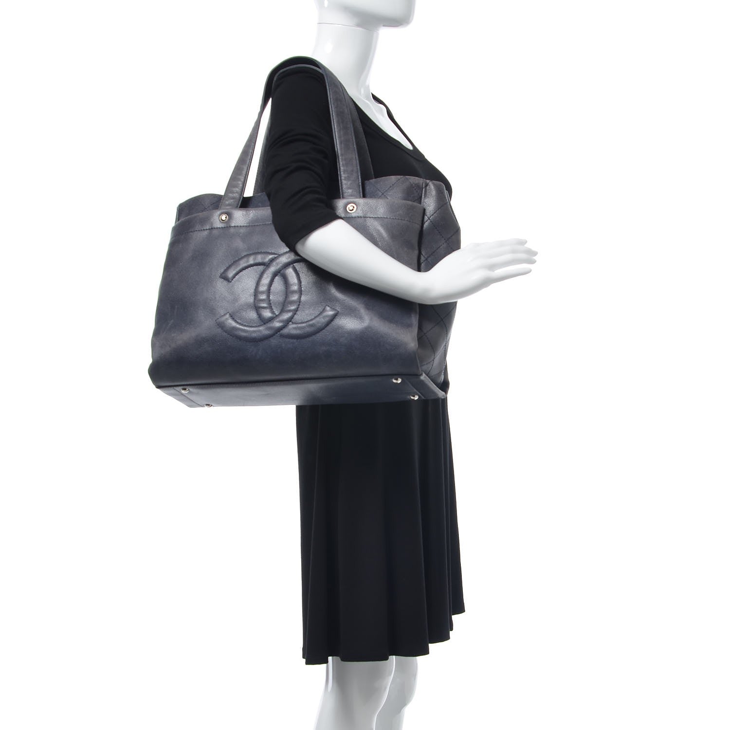 Chanel Caviar Executive Cerf Shopper Tote Navy 2 of 20