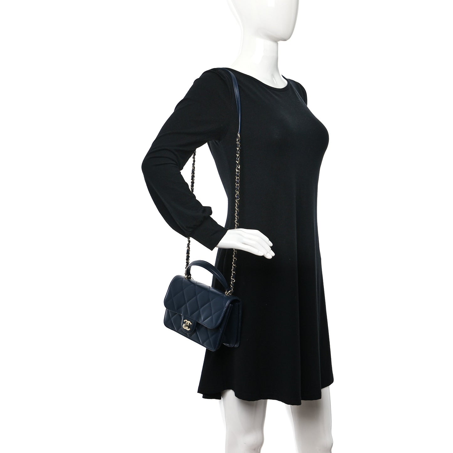 Calfskin Quilted Small Coco Lady Flap Navy