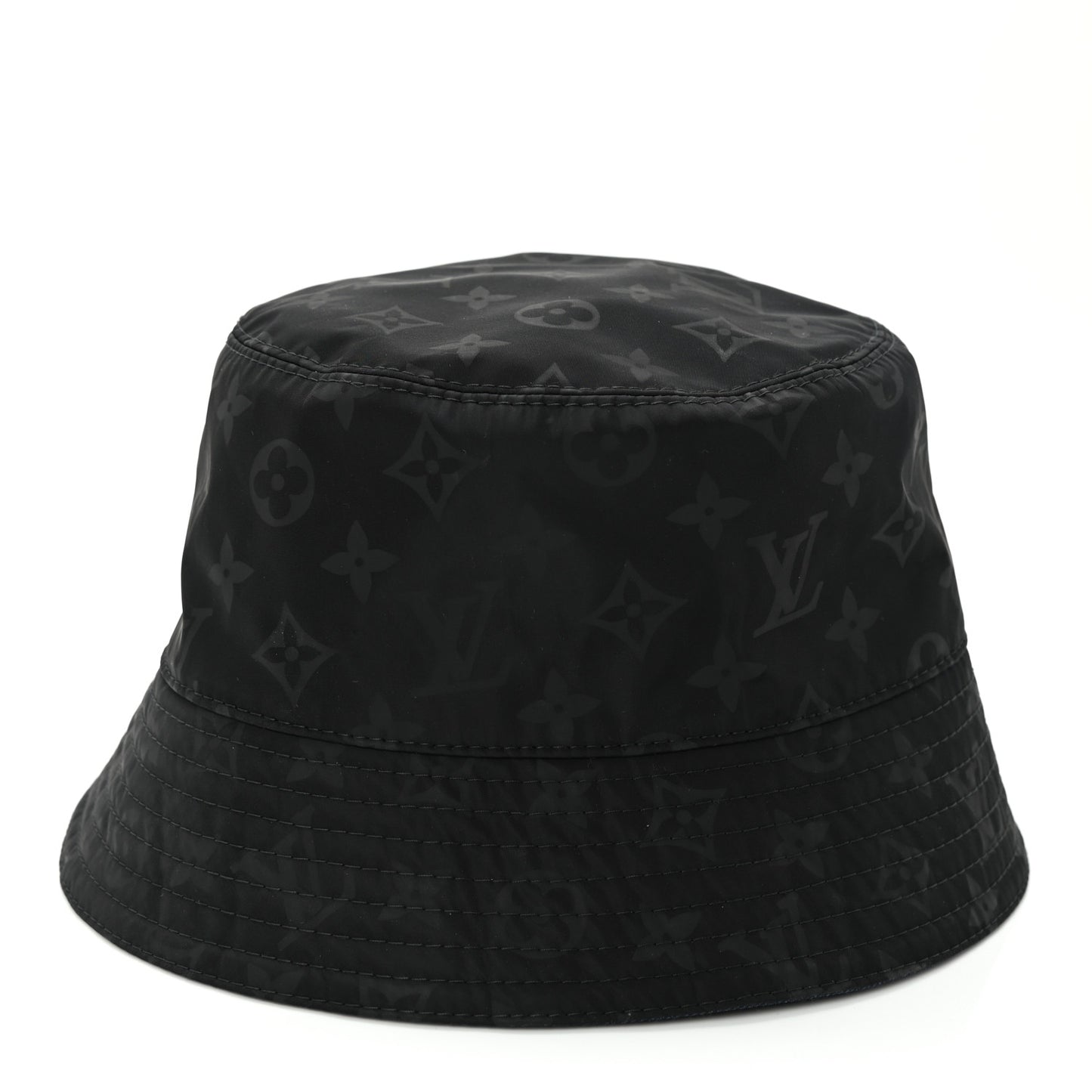 Nylon Wool Monogram Reversible MNG Rain Bucket Hat M Black Navy