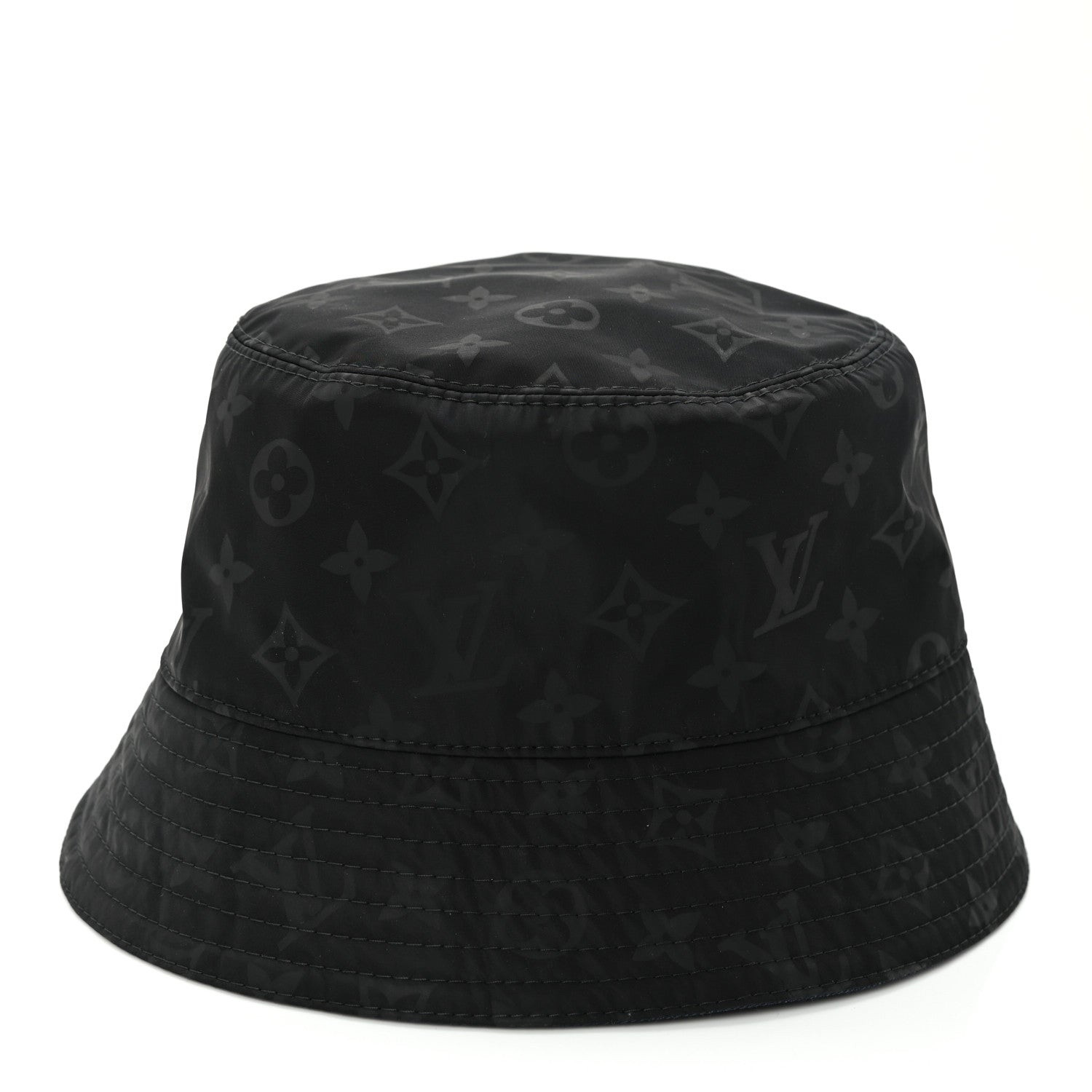 Louis Vuitton Nylon Wool Monogram Reversible MNG Rain Bucket Hat M Black Navy 13 of 16