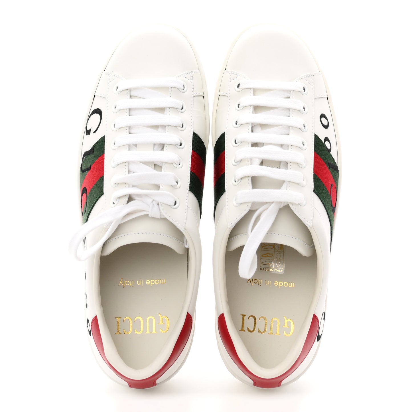 Calfskin Gucci 100 Mens Ace Sneakers 6 White Hibiscus Red 6 White Hibiscus Red