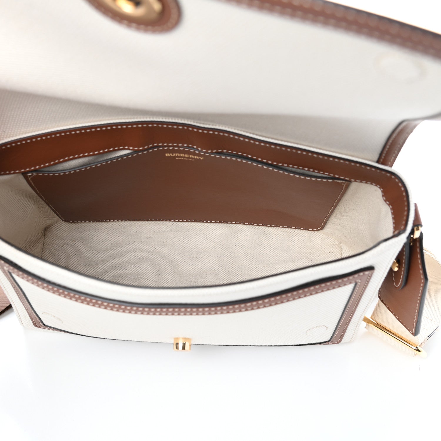 Burberry Canvas Horseferry Print Note Crossbody Bag Natural Tan 5 of 9