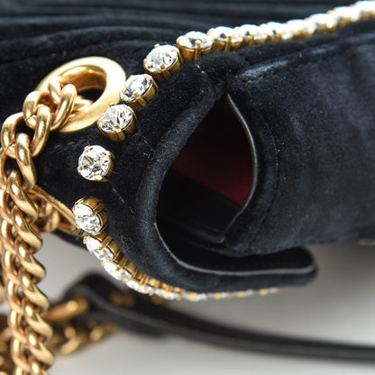 Gucci Velvet Matelasse Crystal Medium GG Marmont Shoulder Bag Black 21 of 21