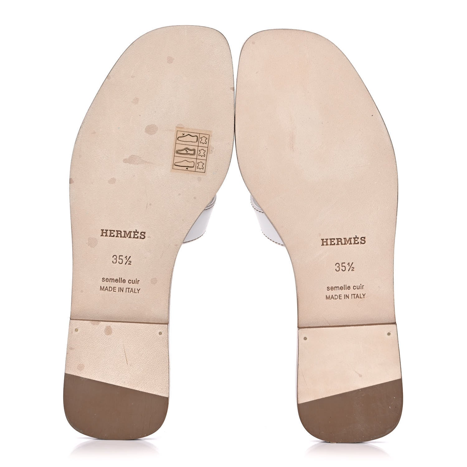 Hermes Box Calfskin Oran Sandals 35.5 White 5 of 10