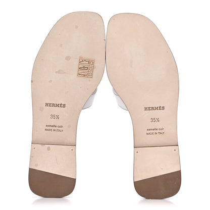 Hermes Box Calfskin Oran Sandals 35.5 White 5 of 10