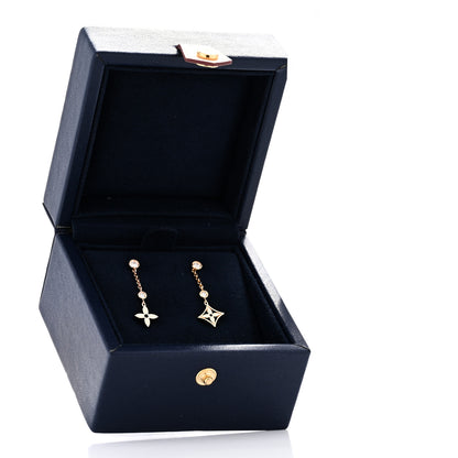 Louis Vuitton 18K Yellow White Pink Gold Diamond Blossom Long Drop Earrings 5 of 5