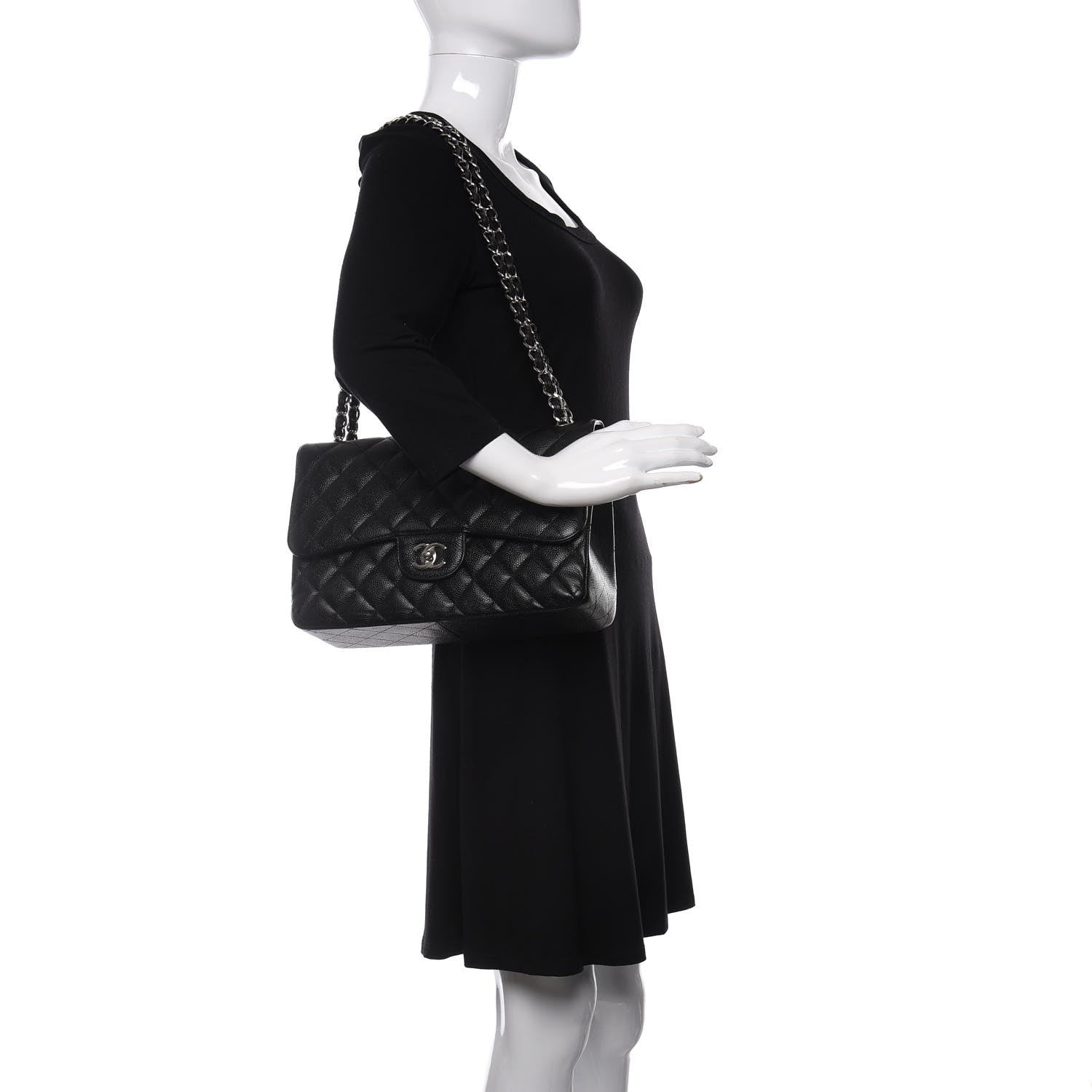 Chanel Caviar Quilted Jumbo Double Flap Black 2 of 9