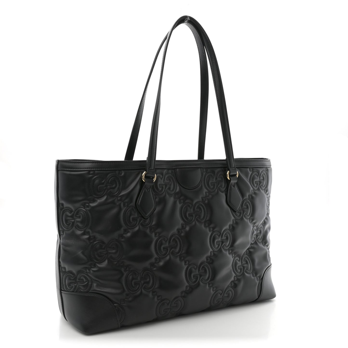 Calfskin GG Matelasse Medium Ophidia Shopping Tote Black