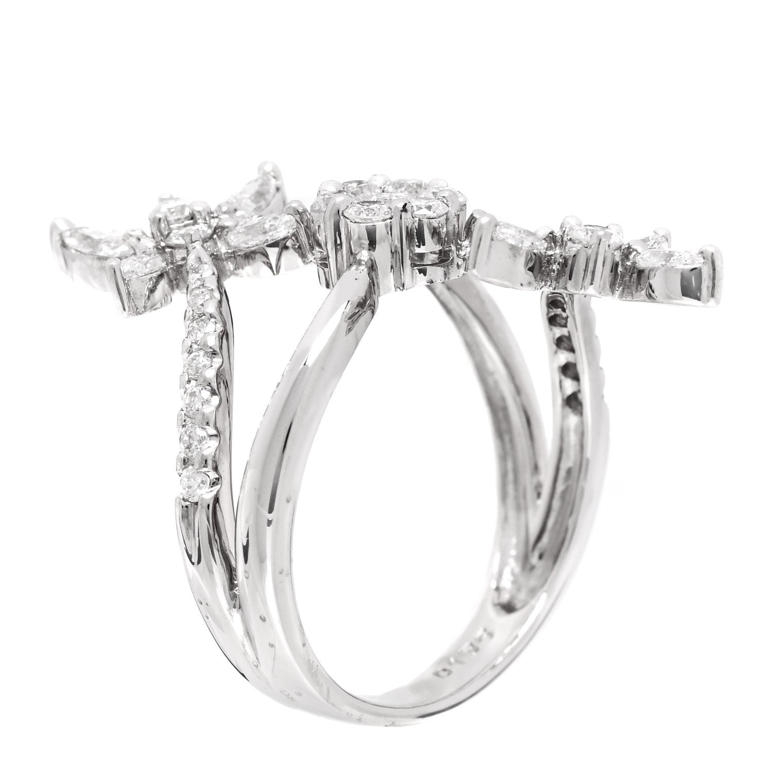 Parker & West by FASHIONPHILE 18K White Gold Diamond 1.35ctw Floral Butterfly Ring  56 7.5 8 of 10