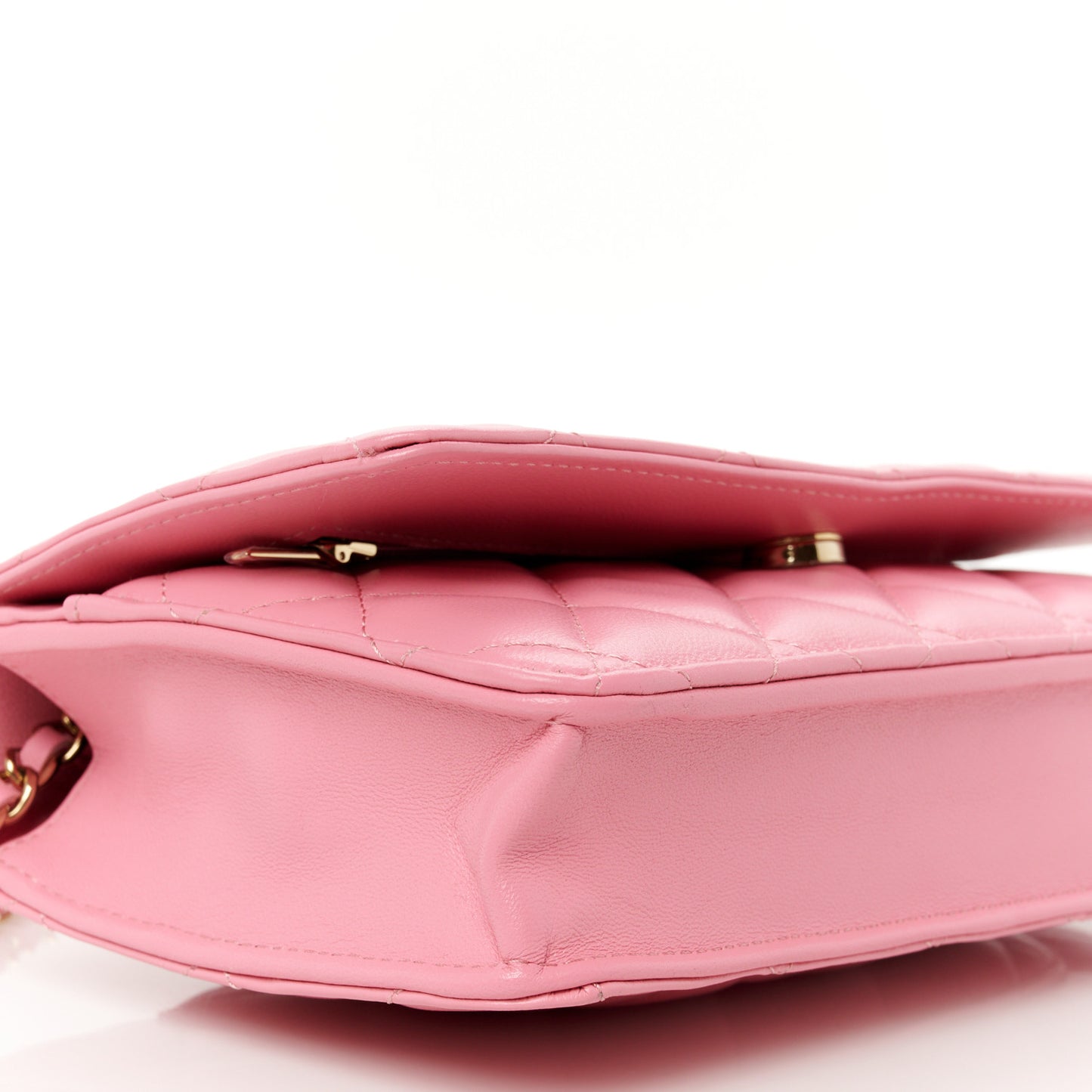 Lambskin Quilted Wallet On Chain WOC Pink