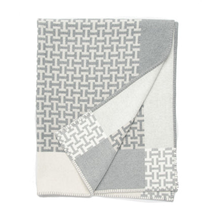 Hermes Wool Cashmere Signature Avalon Terre d'H Blanket Grey 1 of 2