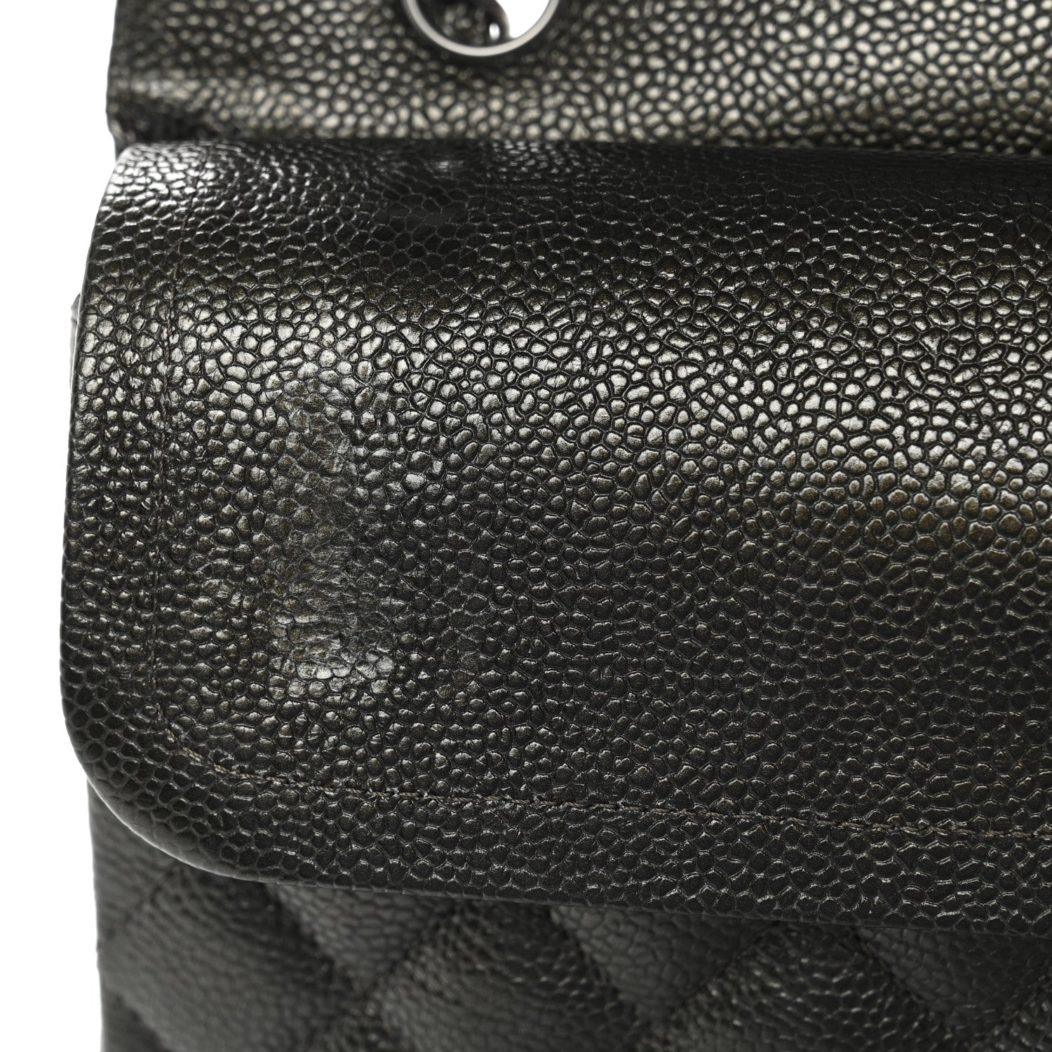 Chanel Metallic Caviar Quilted Medium Double Flap Dark Charcoal 11 of 12