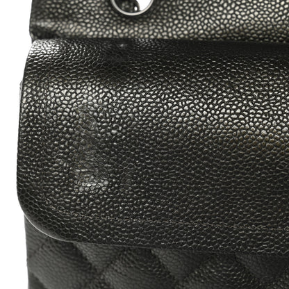 Chanel Metallic Caviar Quilted Medium Double Flap Dark Charcoal 11 of 12