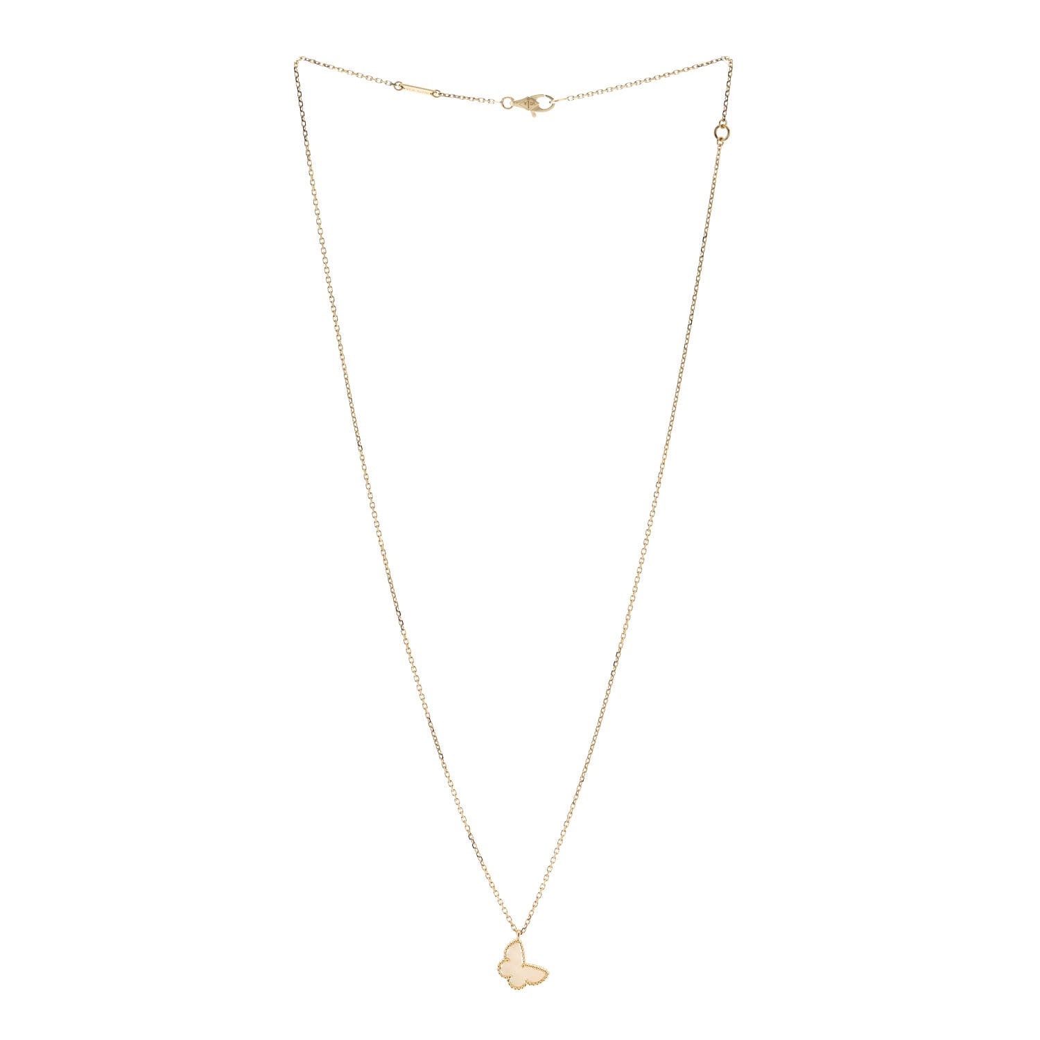 Van Cleef & Arpels 18K Yellow Gold Mother of Pearl Sweet Alhambra Butterfly Pendant Necklace 3 of 6