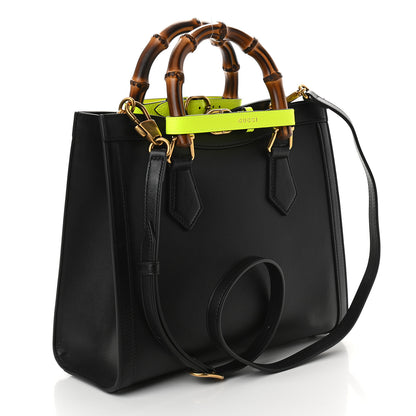 Gucci Calfskin Small Diana Tote Bag Black Yellow Fluo 3 of 9