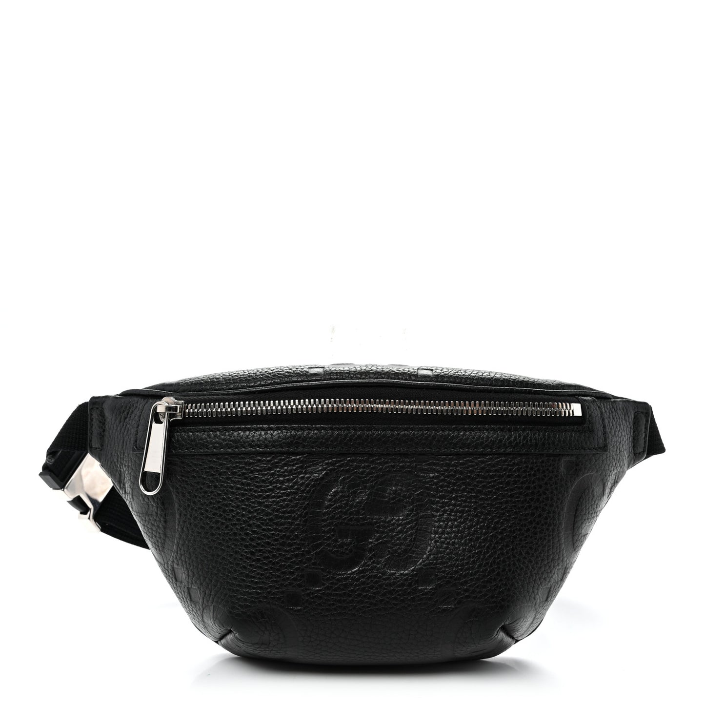 Piuma Calfskin Jumbo GG Embossed Small Belt Bag Black