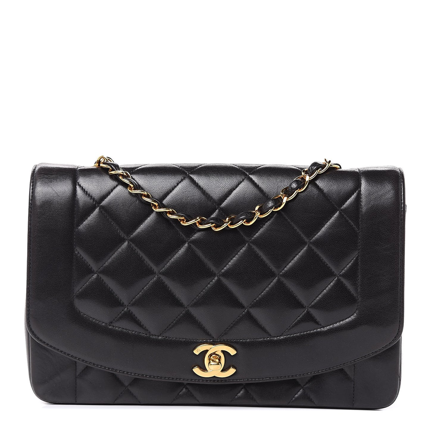 Lambskin Quilted Medium Single Flap Black
