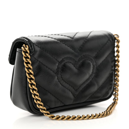 Gucci Calfskin Matelasse GG Marmont 2.0 Coin Purse On A Chain Black 3 of 8