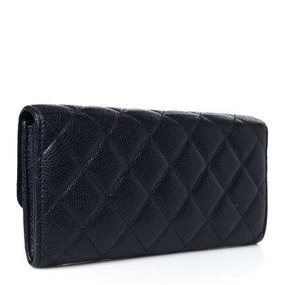 Chanel Caviar Quilted Large Gusset Flap Wallet Navy 2 of 8