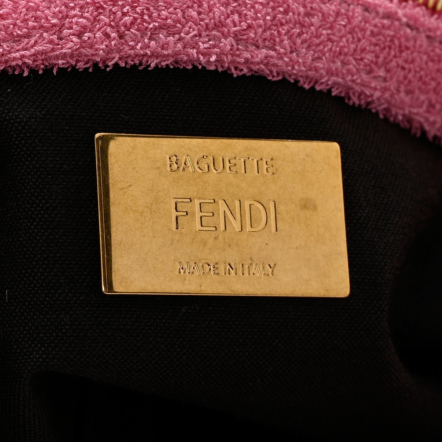 Fendi Terry Cloth Vitello Century Matte FF 1974 Embossed Baguette Lollypop 6 of 10