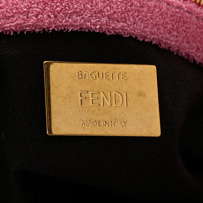 Fendi Terry Cloth Vitello Century Matte FF 1974 Embossed Baguette Lollypop 6 of 10