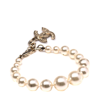 Chanel Graduated Pearl Crystal CC Bracelet Gold 3 of 6