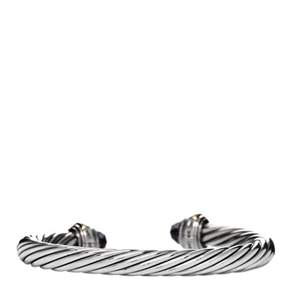 David Yurman Sterling Silver 14K Yellow Gold Amethyst 7mm Cable Classics Bracelet 2 of 3