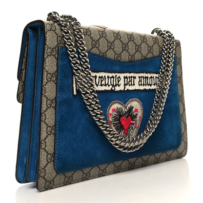 Gucci GG Supreme Monogram Embroidered Medium Dionysus Shoulder Bag Blue 3 of 13