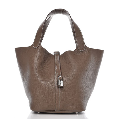 Hermes Taurillon Clemence Picotin Lock 22 MM Etoupe 1 of 9